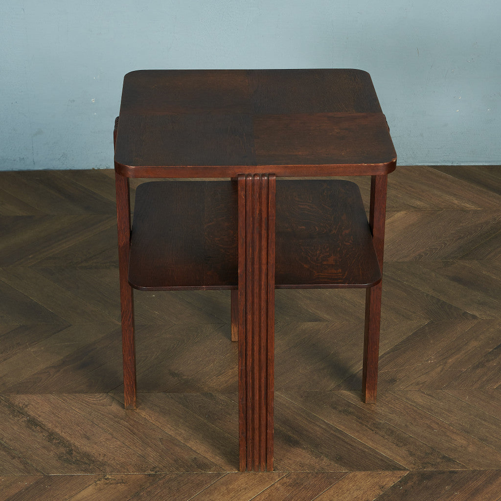 英国ヴィンテージ パーケットトップ サイドテーブル