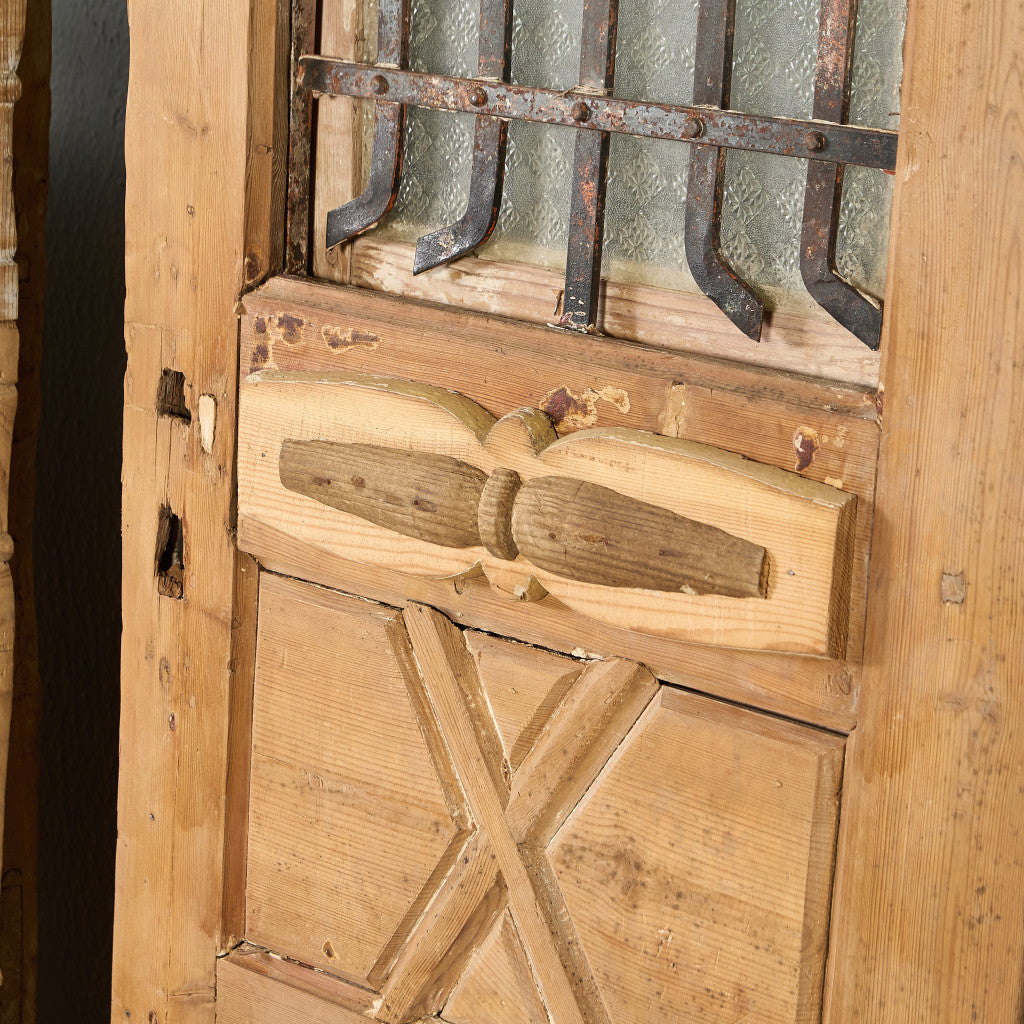 英国 アンティーク 両開き 鉄格子 ウッド ドア 2点セット