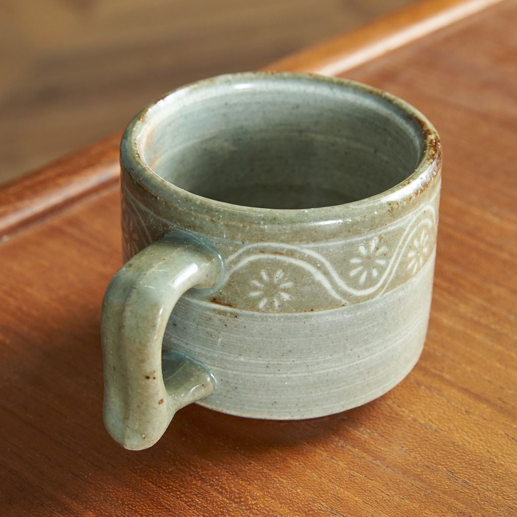 FLOWER STAMP CUP&SAUCER / WHITE