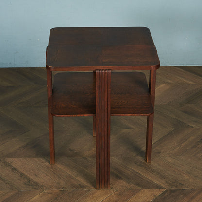 英国ヴィンテージ パーケットトップ サイドテーブル