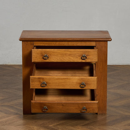 英国 クラシック オーク材 3段 チェスト