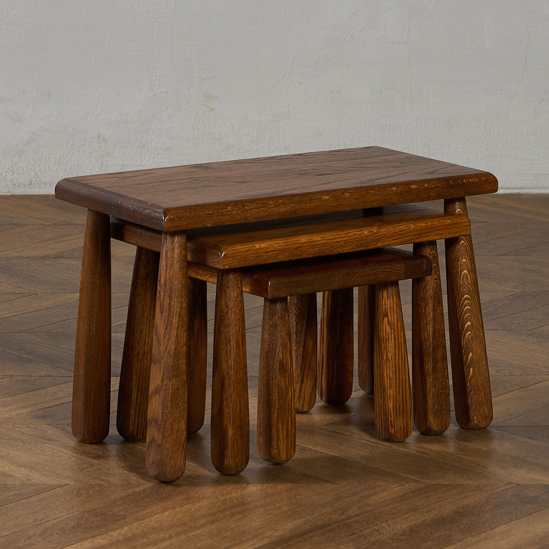 オランダ製 オーク無垢材 ネストテーブル