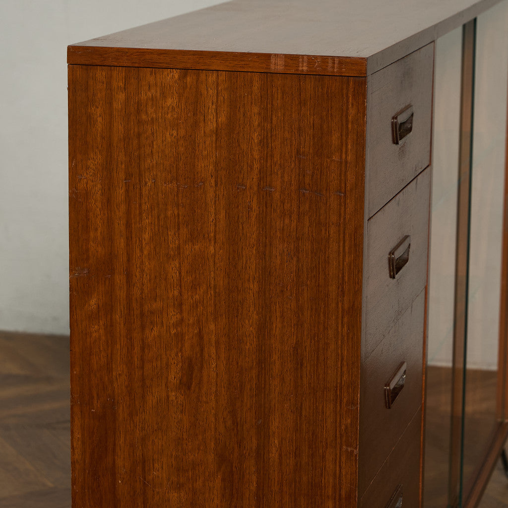 ヴィンテージ ガラスブックケース カスタム アイアン ヘアピンレッグ