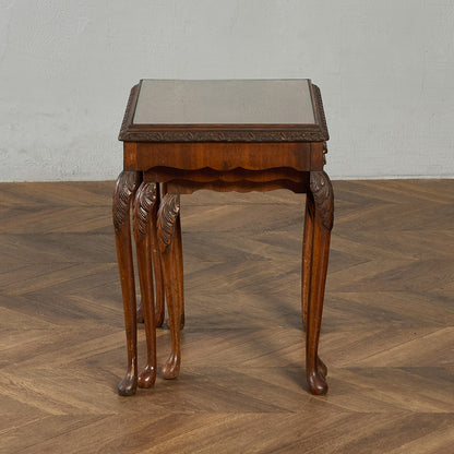 英国 クラシック ガラストップ ネストテーブル