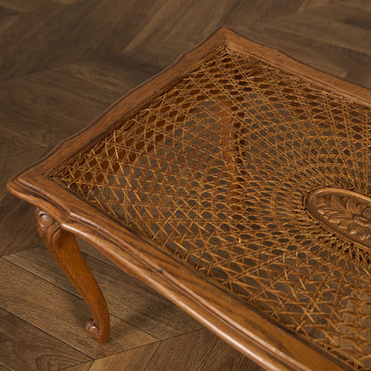 英国 クラシック ガラストップ ラタン コーヒーテーブル