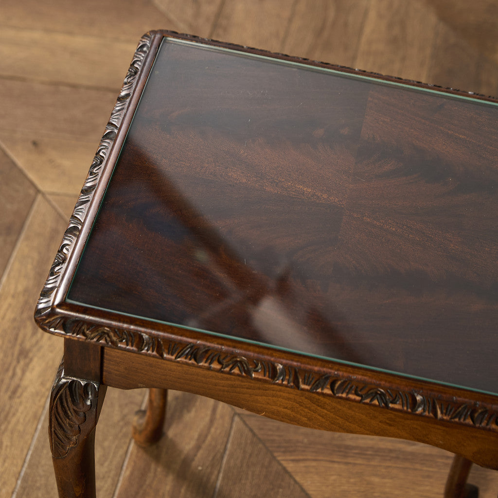 英国 クラシック ガラストップ ネストテーブル