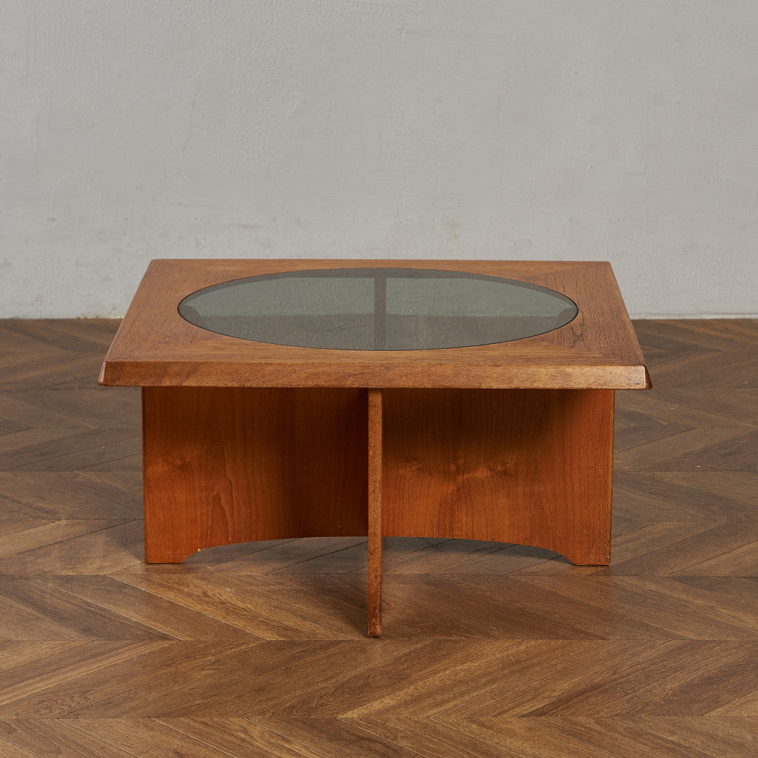 ヴィンテージ スツール付き ガラストップ センターテーブル