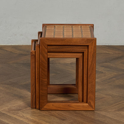 英国 ヴィンテージ タイルトップ ネストテーブル #91883