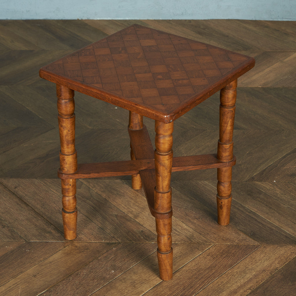 British classic parquet top side table #81898