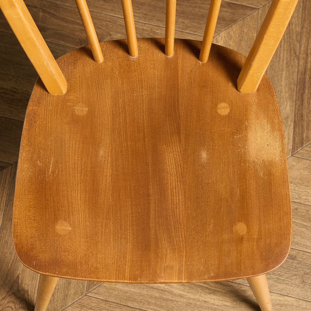 UKVintage｜アーコール / ERCOL｜フープバックチェア｜4本スポーク アーコールのフープバックチェア（4本・カスタード色・ハの字脚）(ear