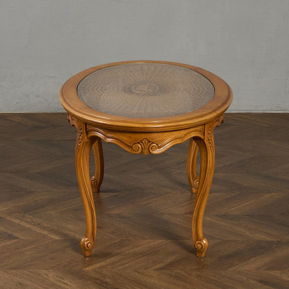 英国 クラシック ガラストップ ラタン コーヒーテーブル