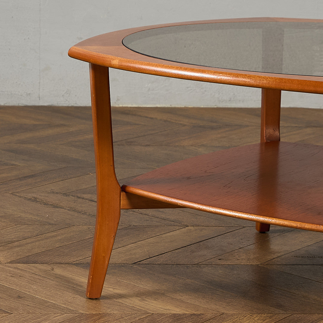 英国 ヴィンテージ スモーク ガラストップ コーヒーテーブル センターテーブル