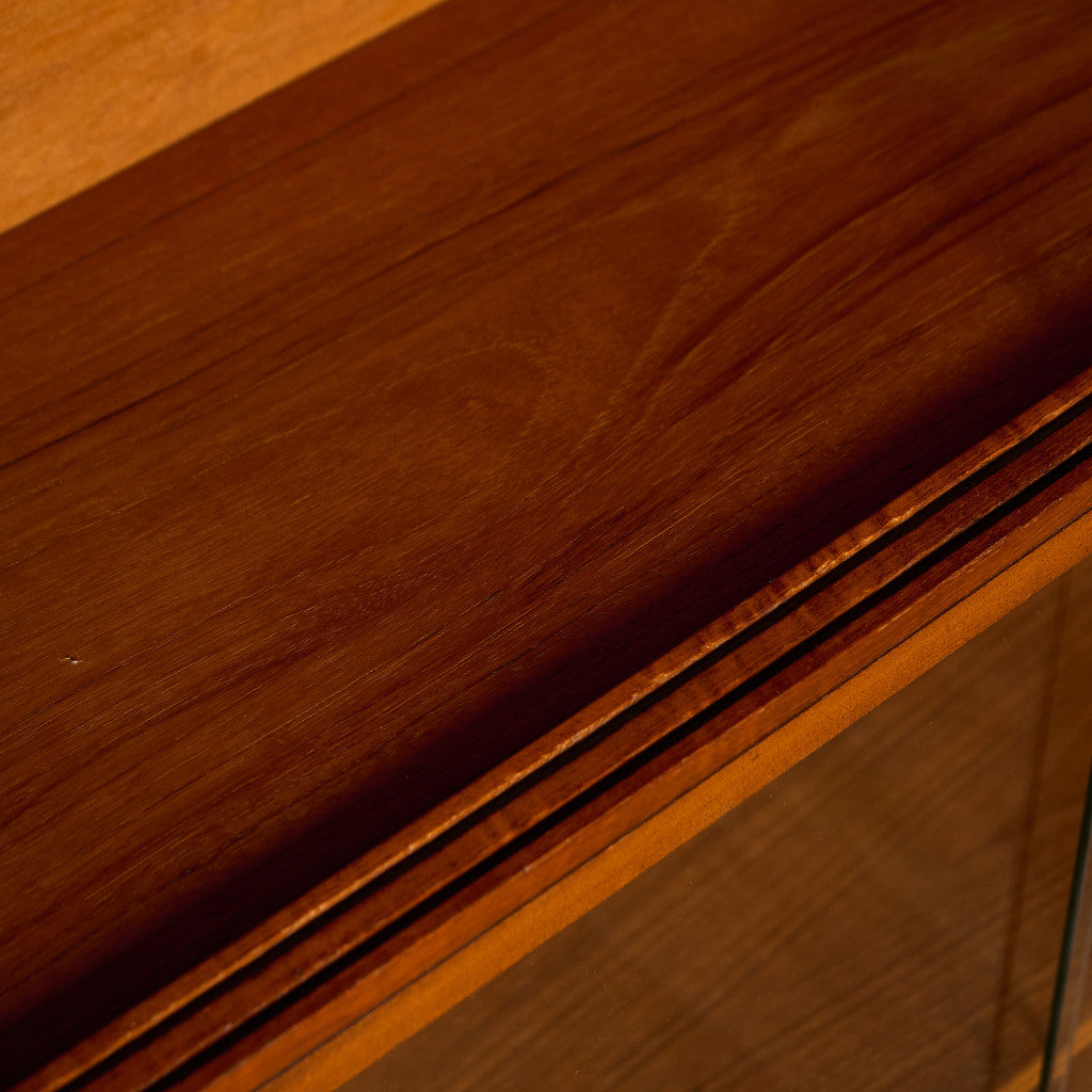 英国 ヴィンテージ ナロー ガラス ブックケース 食器棚