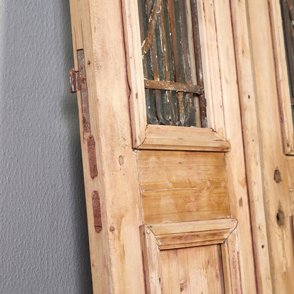 英国 アンティーク 両開き 鉄格子 ウッド ドア 2点セット