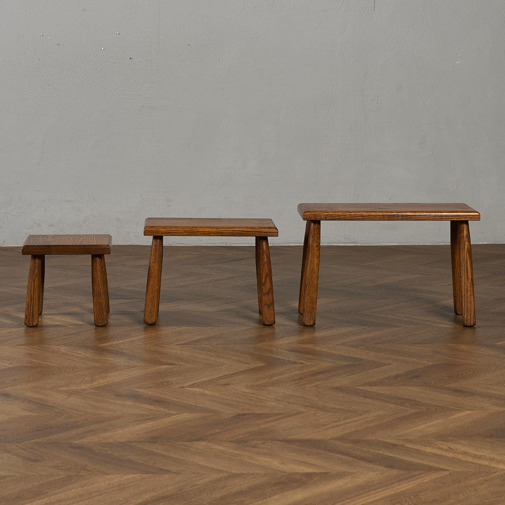 オランダ製 オーク無垢材 ネストテーブル