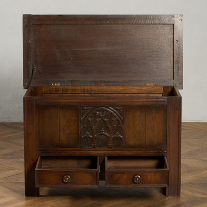 英国 クラシック オーク材 ブランケットボックス