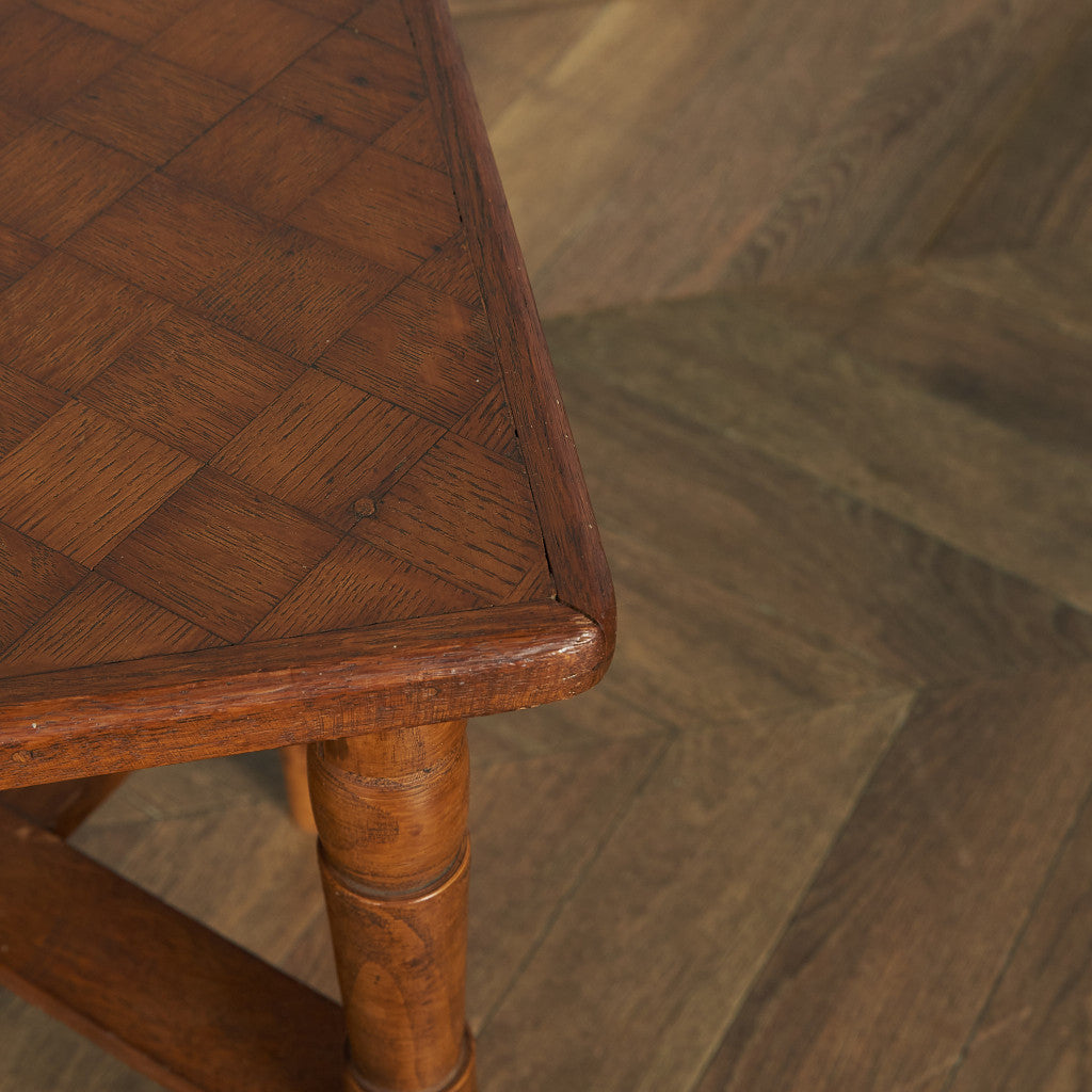 British classic parquet top side table #81898