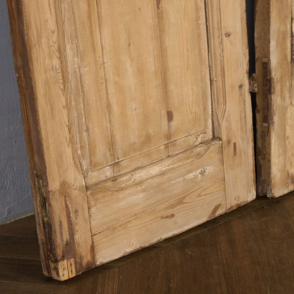 英国 アンティーク 両開き 鉄格子 ウッド ドア 2点セット