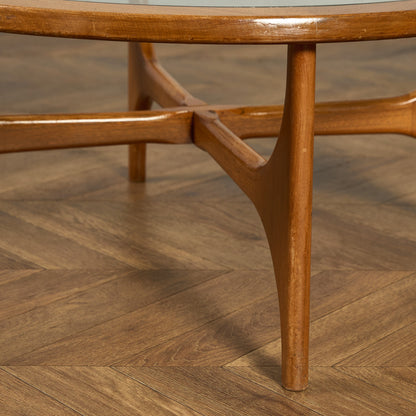 ガラストップ ラウンドコーヒーテーブル