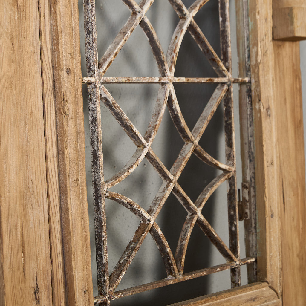 英国 アンティーク 両開き 鉄格子 ウッド ドア 2点セット