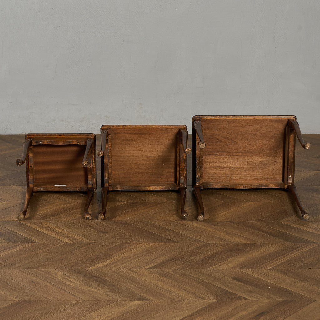 英国 クラシック ガラストップ ネストテーブル