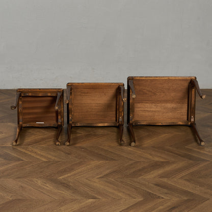 英国 クラシック ガラストップ ネストテーブル