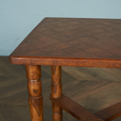 British classic parquet top side table #81898