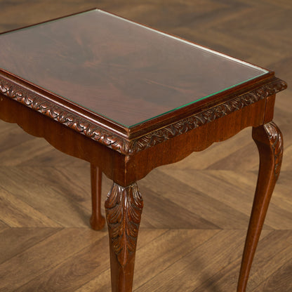 英国 クラシック ガラストップ ネストテーブル