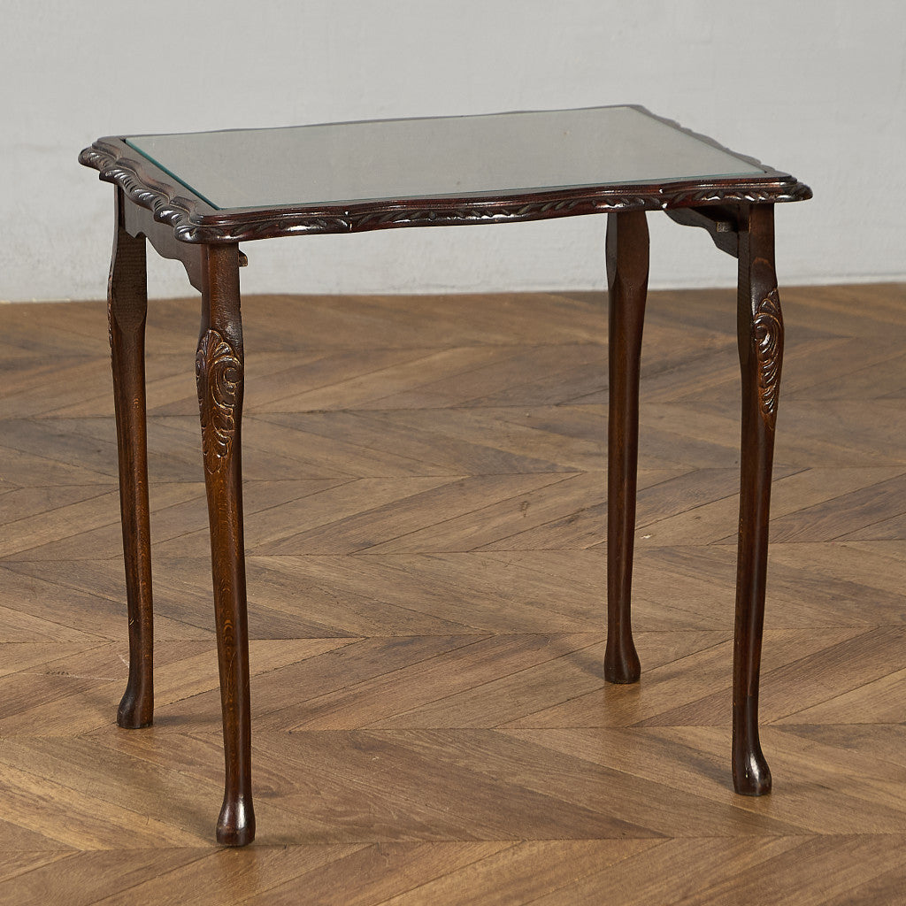 英国 クラシック ガラストップ ネストテーブル