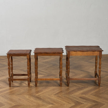 英国 クラシック オーク材 ネストテーブル サイドテーブル
