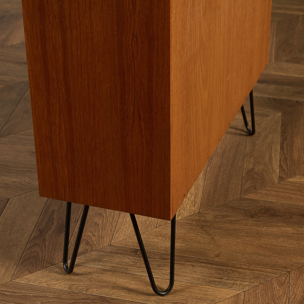 ヴィンテージ ガラス ブックケース カスタム アイアンヘアピンレッグ