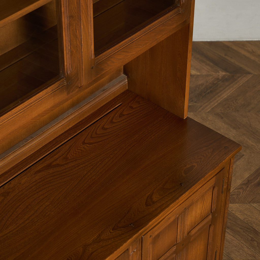 Old Colonial ヴィンテージ ブックケース カップボード ラウンドゴールドラベル