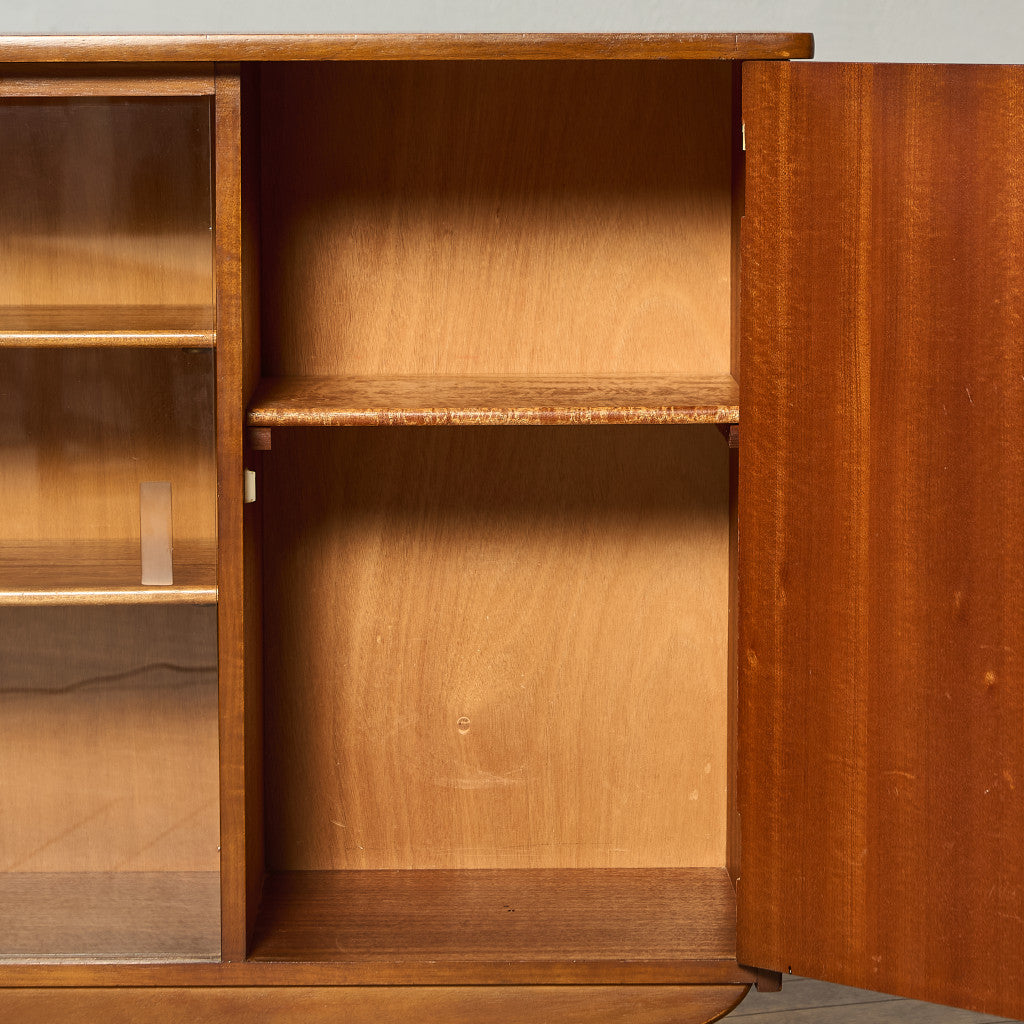 英国 ヴィンテージ ナロー ガラス ブックケース