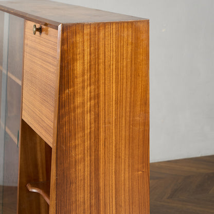 ヴィンテージ ナロー ガラスキャビネット ブックケース