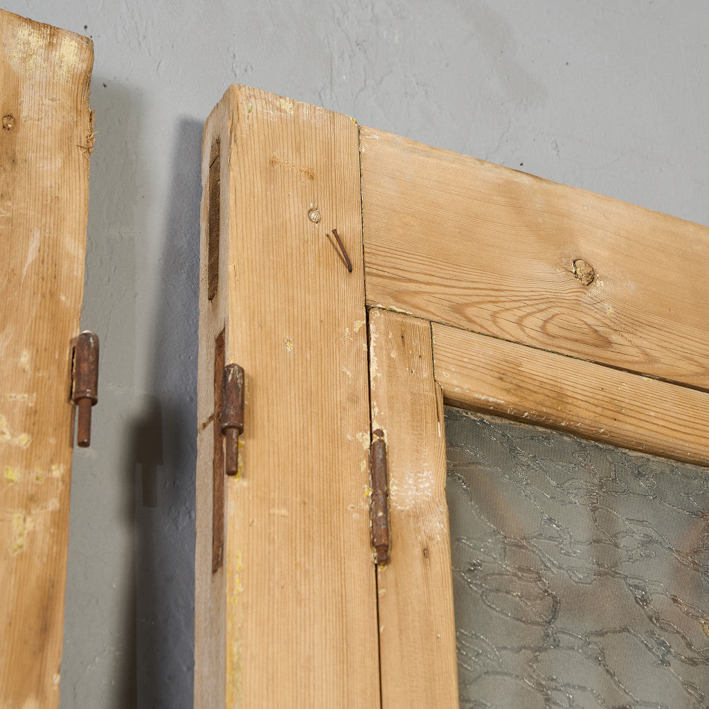 英国 アンティーク 両開き 鉄格子 ウッド ドア 2点セット