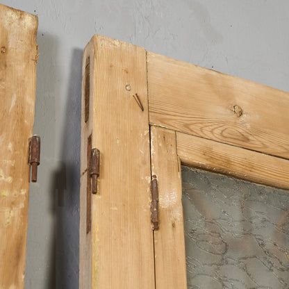 英国 アンティーク 両開き 鉄格子 ウッド ドア 2点セット