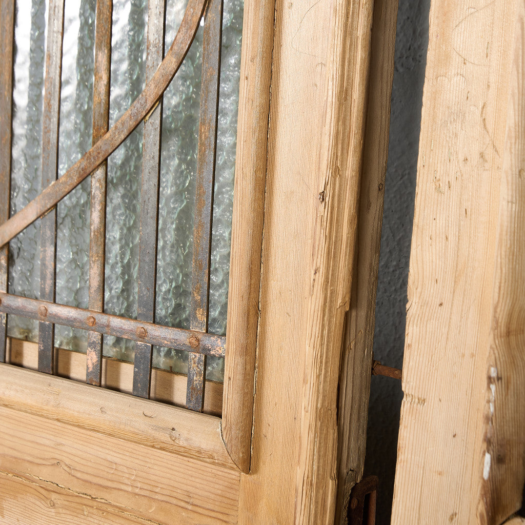 英国 アンティーク 両開き 鉄格子 ウッド ドア 2点セット