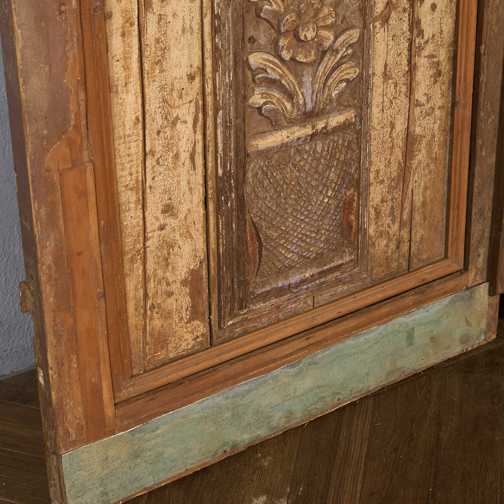 英国 アンティーク 両開き 鉄格子 ウッド ドア 2点セット