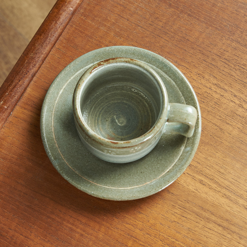 FLOWER STAMP CUP&SAUCER / WHITE