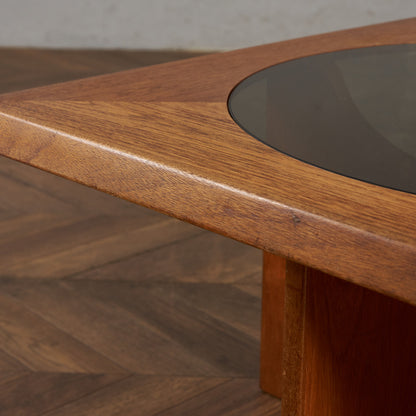 ヴィンテージ スツール付き ガラストップ センターテーブル