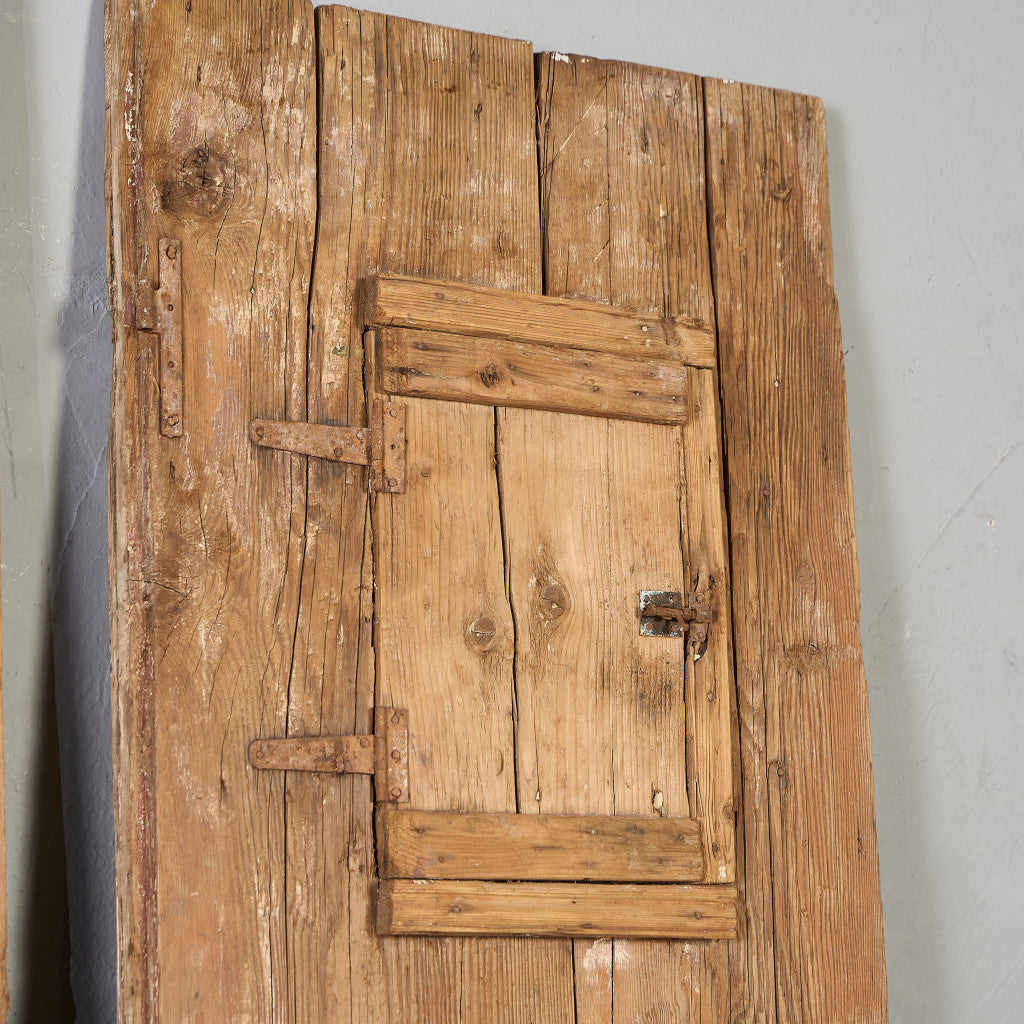 英国 アンティーク 両開き 鉄格子 ウッド ドア 2点セット