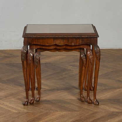 英国 クラシック ガラストップ ネストテーブル