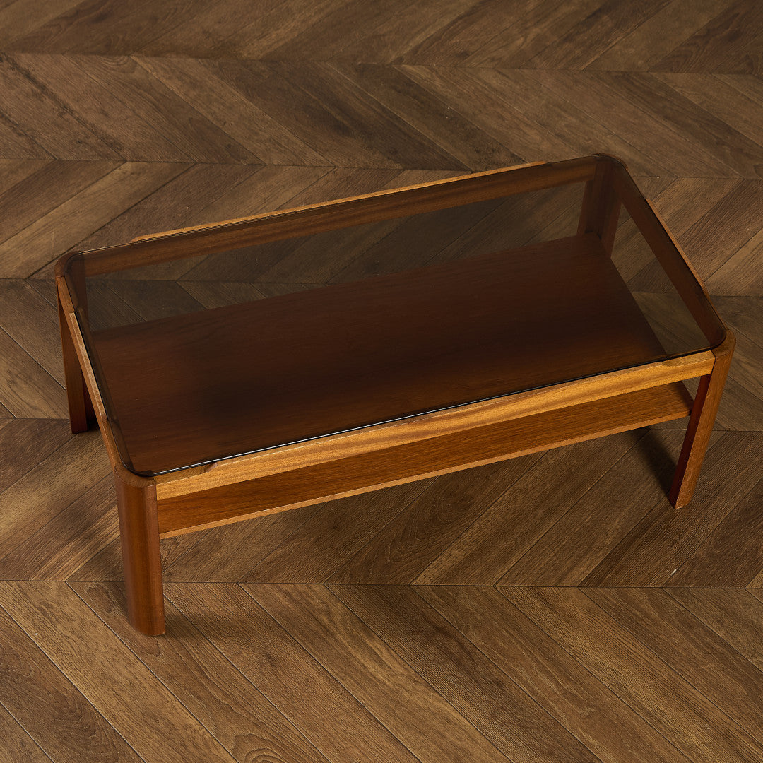 ヴィンテージ スモークガラストップ コーヒーテーブル