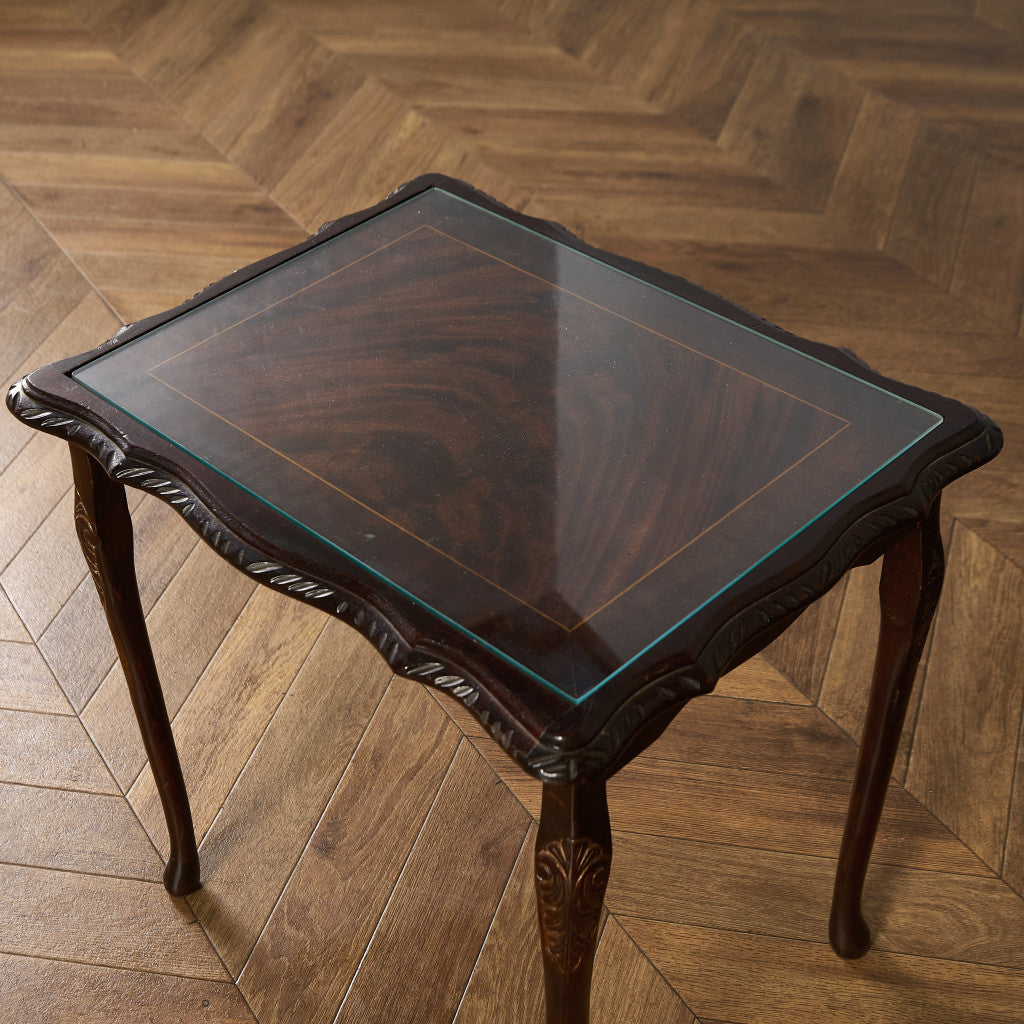 英国 クラシック ガラストップ ネストテーブル