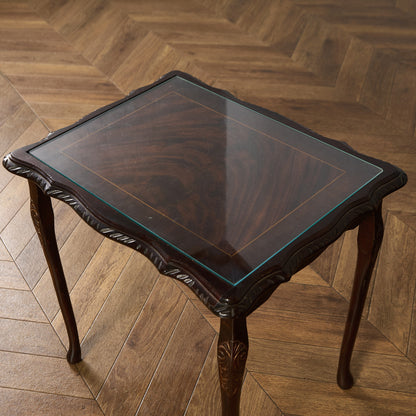 英国 クラシック ガラストップ ネストテーブル