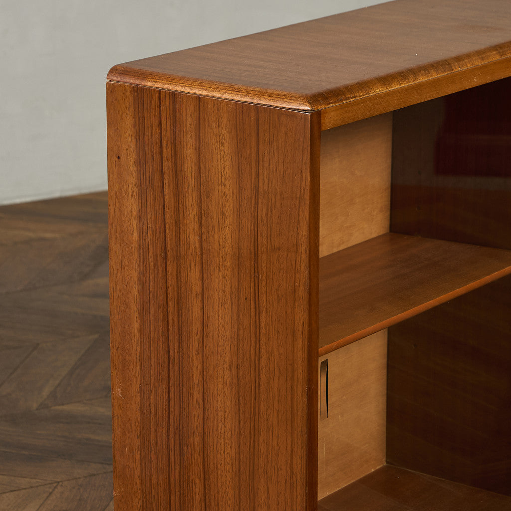 英国 ヴィンテージ ナロー ガラス ブックケース 食器棚