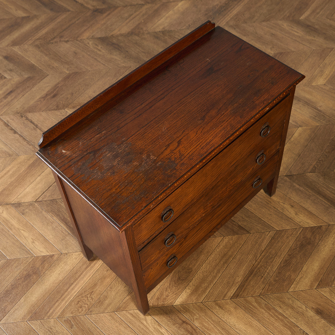 英国 クラシック オーク材 3段チェスト