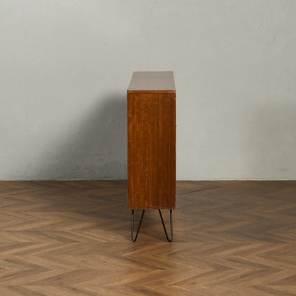 ヴィンテージ ガラスブックケース カスタム アイアン ヘアピンレッグ