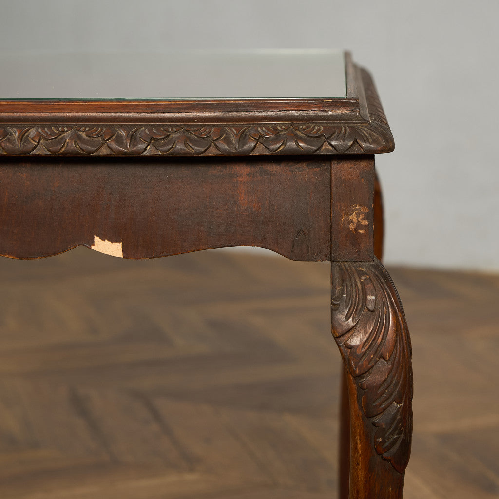 英国 クラシック ガラストップ ネストテーブル