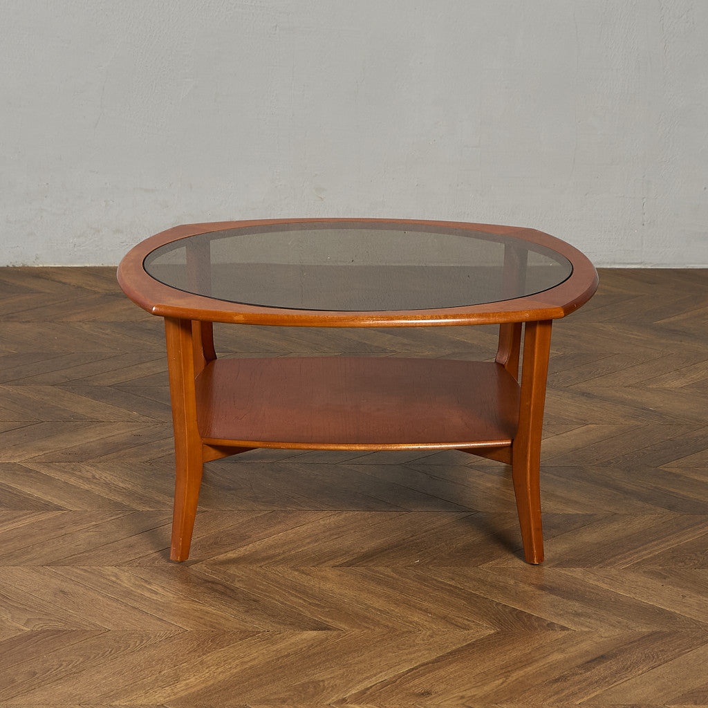 英国 ヴィンテージ スモーク ガラストップ コーヒーテーブル センター